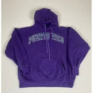 Vintage Y2K Puerto Rico Spellout Purple Hoodie Sweatshirt XL